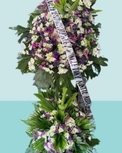 purple and white wreath